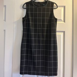 Lauren Ralph Lauren Pencil Dress Womans 6 Check Black Sleeveless Zip Knee Length